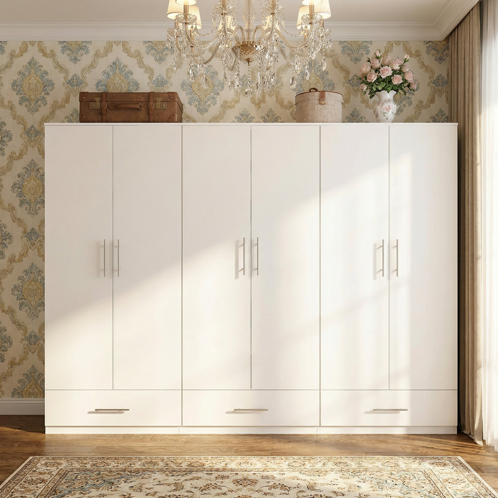Latitude Run® 94.5'' Wide 6 Doors Wardrobe Armoire With 3 Drawers